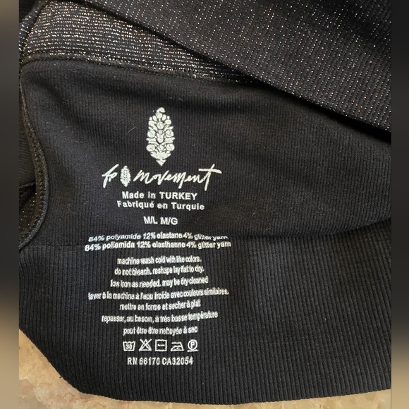 Free People Movement Black Glitter Sports Bra Sz M/L - Picture 3 of 3